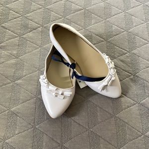 Janie and Jack Pointed Toe with White Bows Flats Size 13 NWT